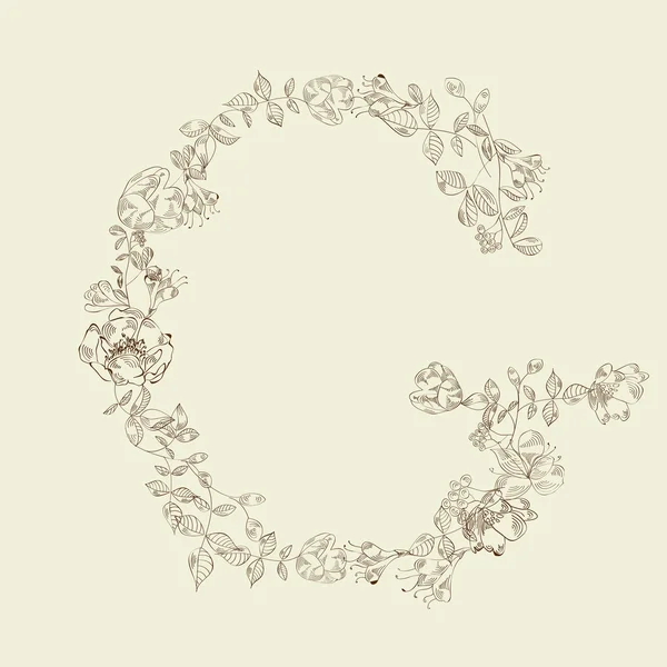 Floral lettertype. alfabet g — Stockvector
