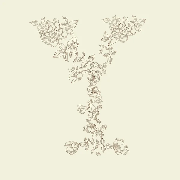 Floral lettertype. alfabet y — Stockvector