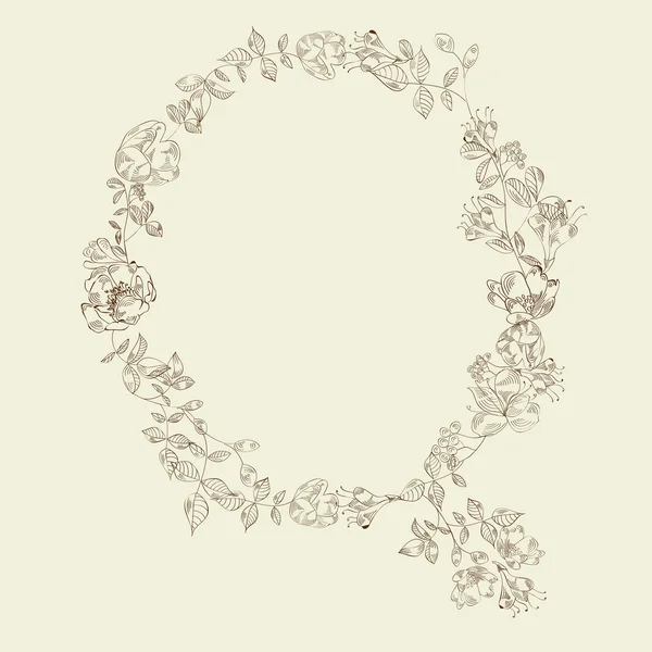 Fonte florale. Lettre Q — Image vectorielle