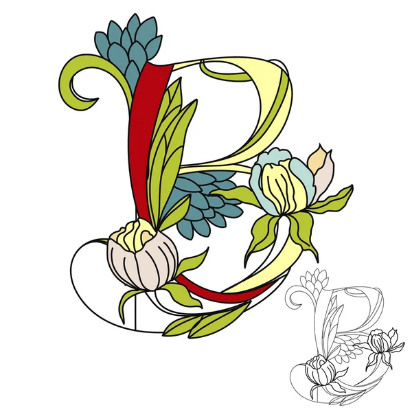 Квітковий шрифт 2. Літера Б — стоковий вектор