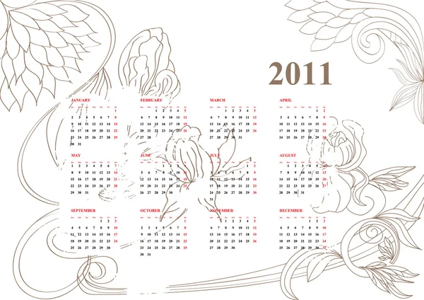 Vintage kalender voor 2011 — Stockvector