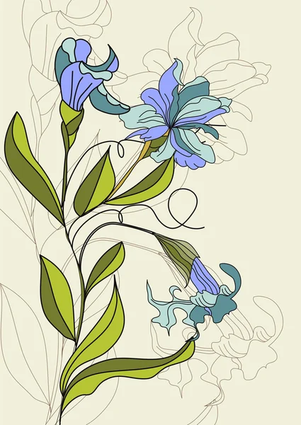 Illustration with Iris flowers — Stock Vector