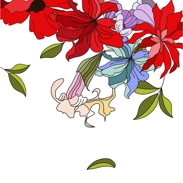 Fondo colorido con flores — Archivo Imágenes Vectoriales