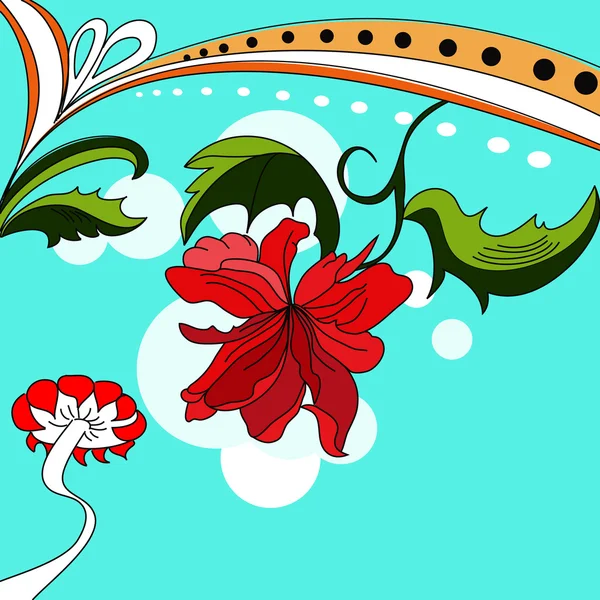 Барвистий фон з червоними квітами — стоковий вектор