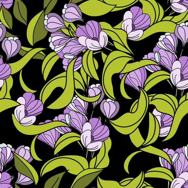 Nahtlose Tapete mit violetten Blumen — Stockvektor