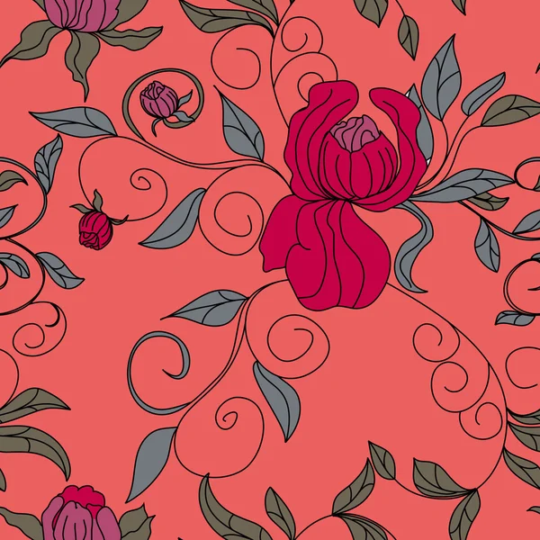 カラフルな花のシームレスな壁紙 — ストックベクタ