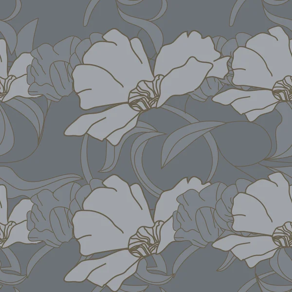 Άνευ ραφής ταπετσαρία με παπαρούνας λουλούδια — Διανυσματικό Αρχείο
