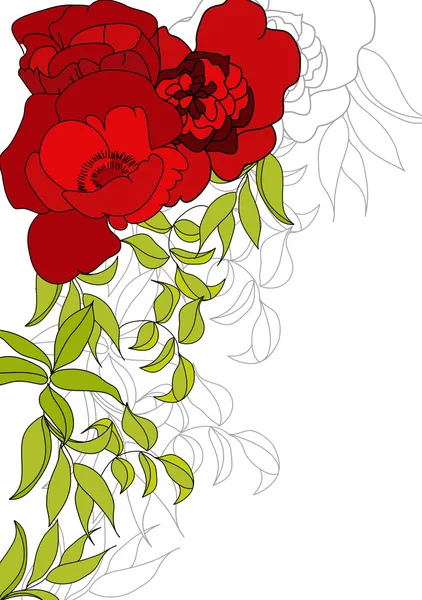 Háttér piros virágokkal — Stock Vector
