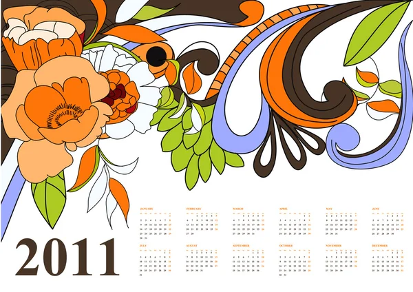 Винтажный календарь на 2011 год — стоковый вектор