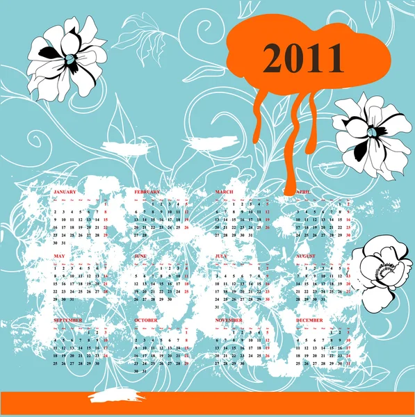Calendar with flowers for 2011 — Stock Vector