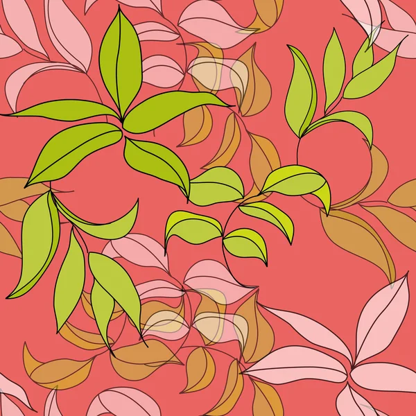 葉とシームレスなパターン — ストックベクタ