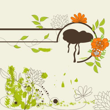 Decorative illustration with flowers clipart