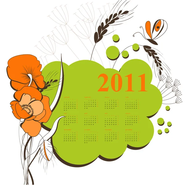 Calendario con flores para 2011 — Vector de stock