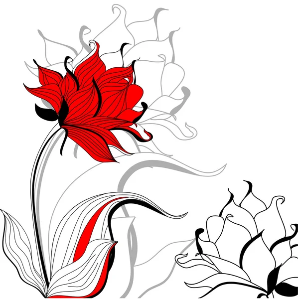 Piros virágok fehér háttér — Stock Vector