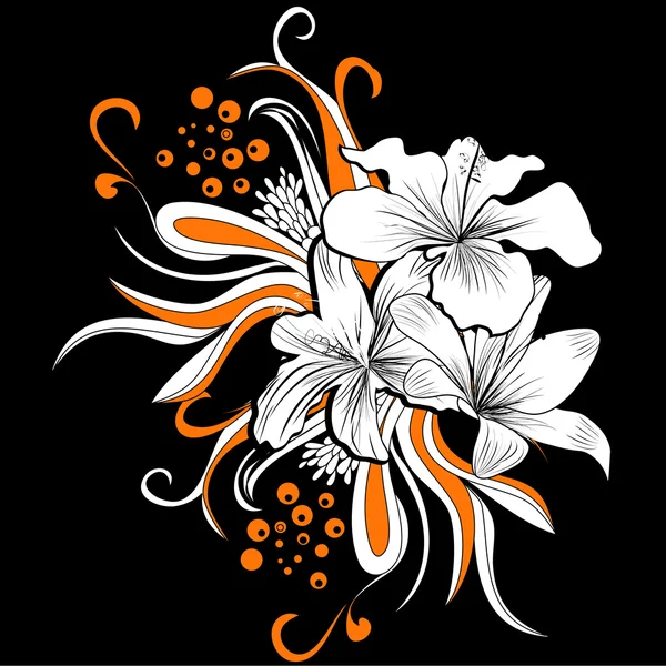 Fondo decorativo con flores blancas — Vector de stock