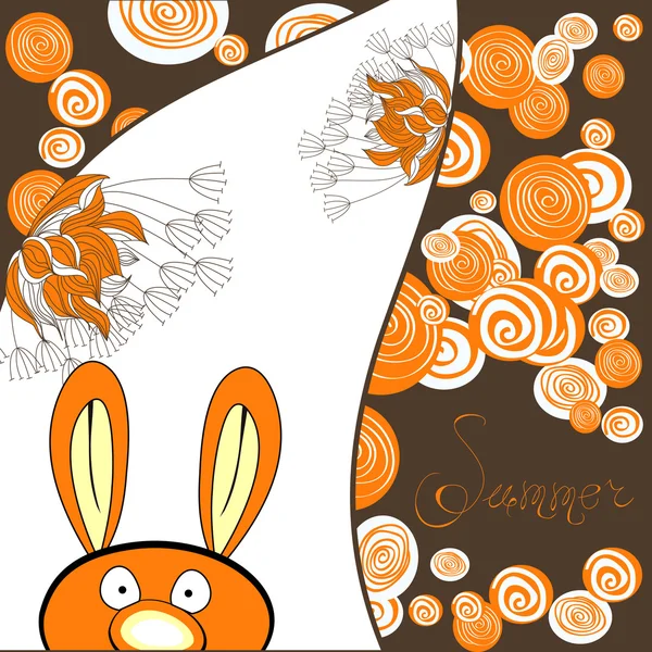 ウサギと装飾的なカード — ストックベクタ