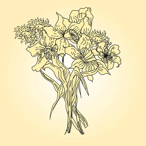 Kytice s květinami — Stockový vektor