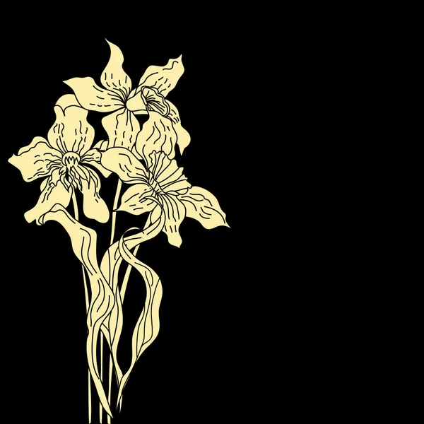 复古风格化的水仙花 — 图库矢量图片