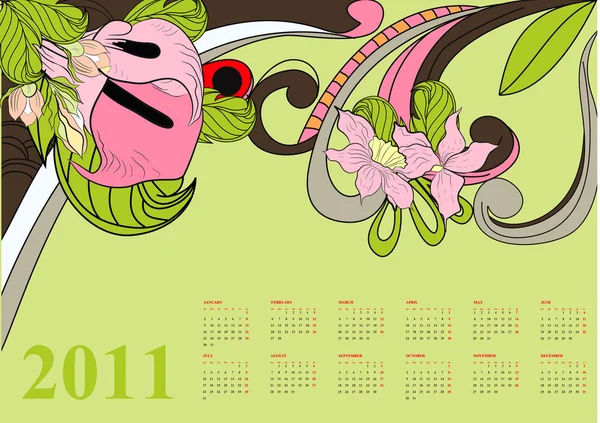 20011 dekoratív naptár — Stock Vector