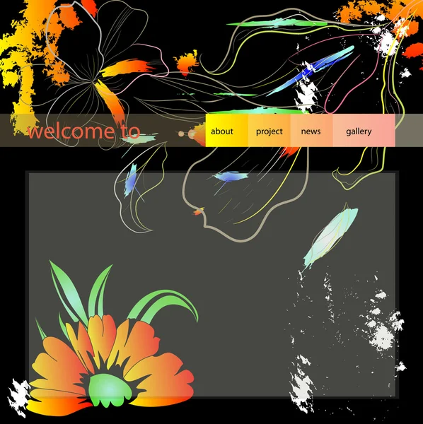 Modèle de conception de site Web avec des fleurs — Image vectorielle