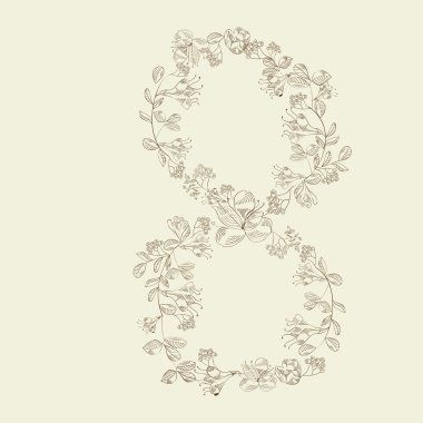 Floral font. Number 8 clipart