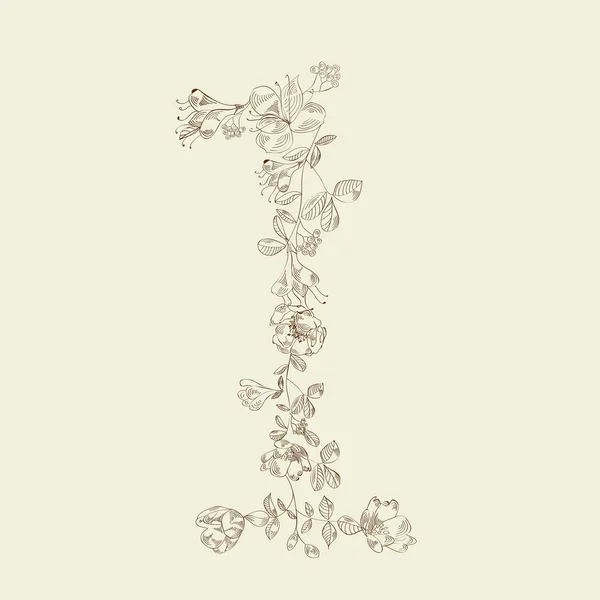 Floral font. Number 1 — Stock Vector