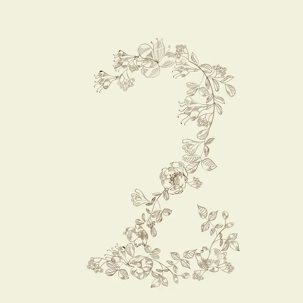 Blommig teckensnitt. nummer 2 — Stock vektor