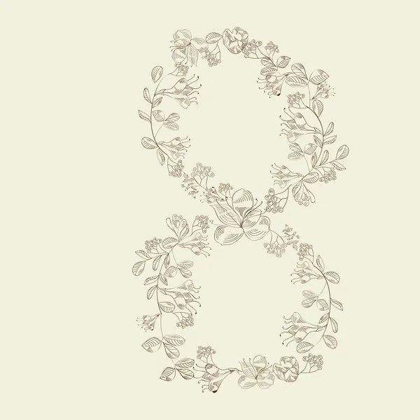Floral lettertype. nummer 8 — Stockvector