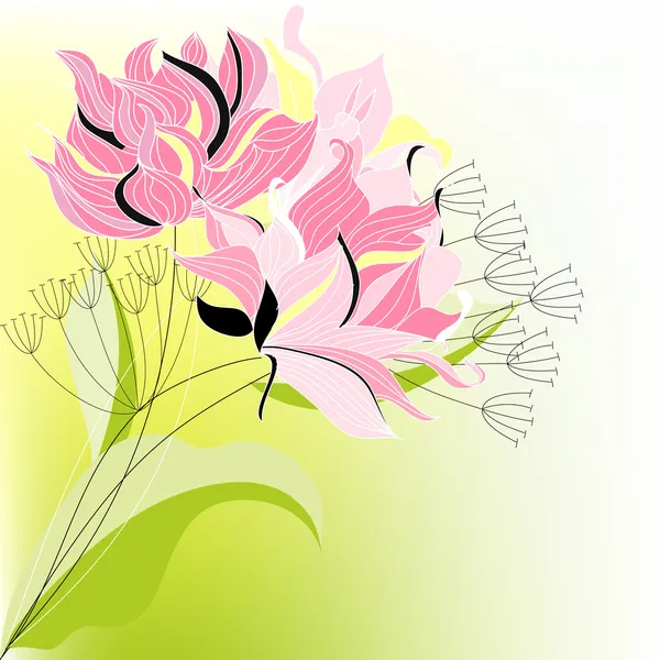 Rózsaszín virágok — Stock Vector