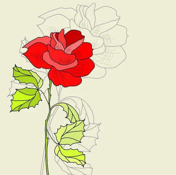Ευχετήρια κάρτα με το ροδαλό λουλούδι — Διανυσματικό Αρχείο
