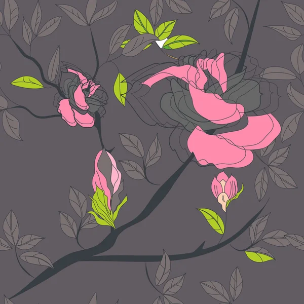 ピンクの花でシームレスな壁紙 — ストックベクタ