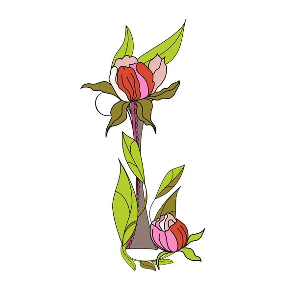 Fonte florale 2. Lettre I — Image vectorielle