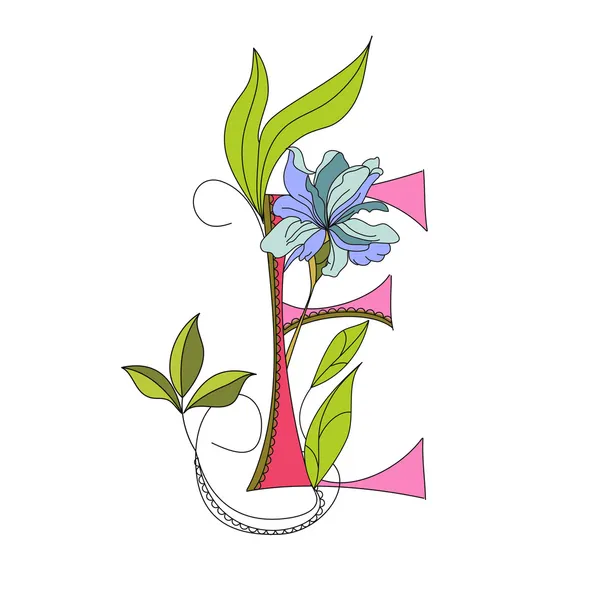 Floral fuente 2. Letra E — Vector de stock