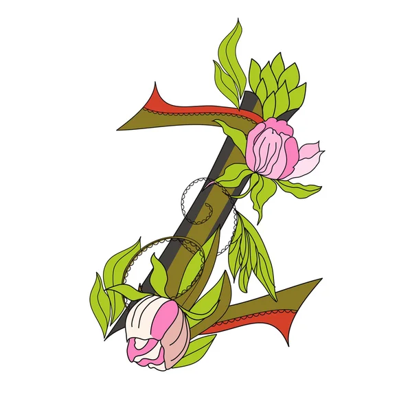 Цветочный шрифт 2. Буква Z — стоковый вектор