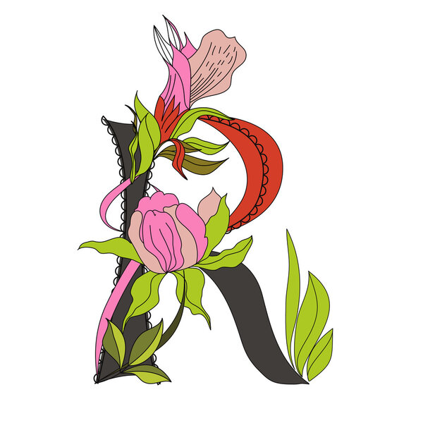 Floral font 2. Letter R