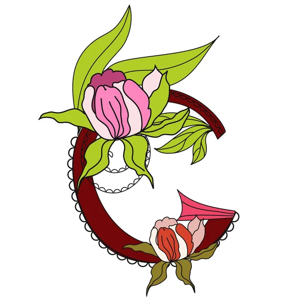 花卉字体 2。字母 g — 图库矢量图片