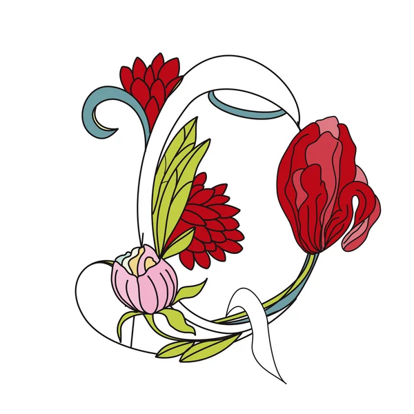 Floral γραμματοσειρά 2. γράμμα q — Διανυσματικό Αρχείο