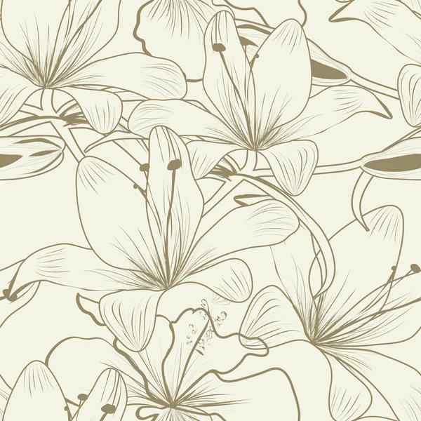 Bezešvá tapeta s lily květy — Stockový vektor