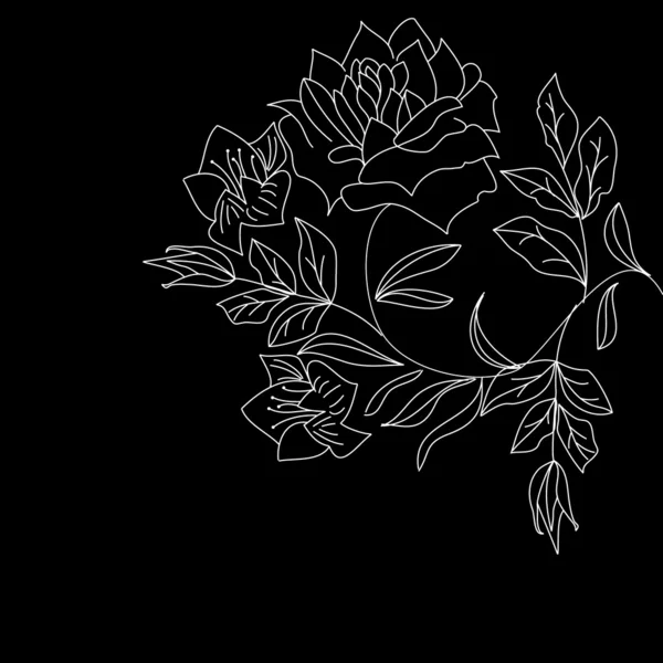 Siyah üzerine beyaz çiçekler — Stok Vektör