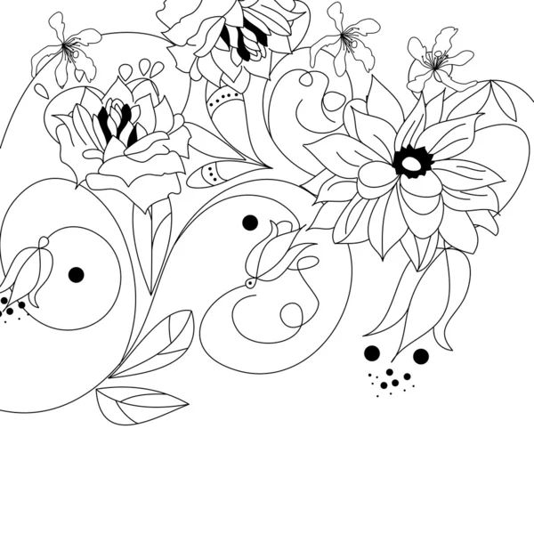 花とモノクロの背景 — ストックベクタ