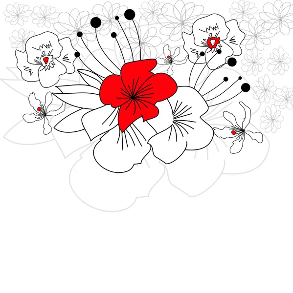 Grußkarte mit Blumen — Stockvektor