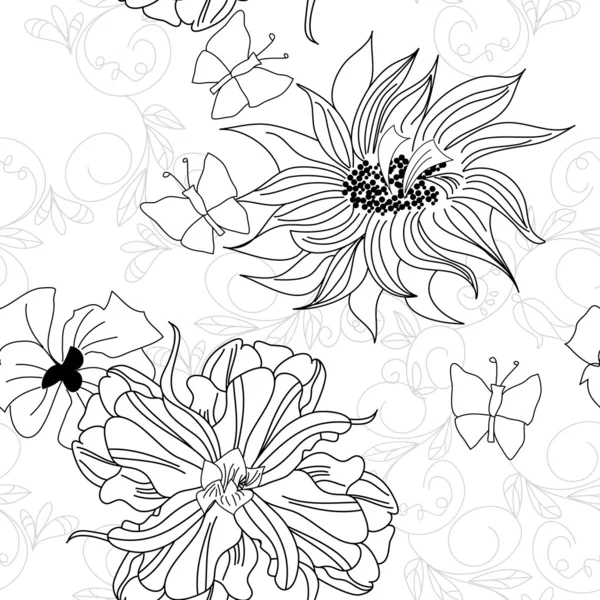 Fondo de pantalla sin costuras con flores — Archivo Imágenes Vectoriales
