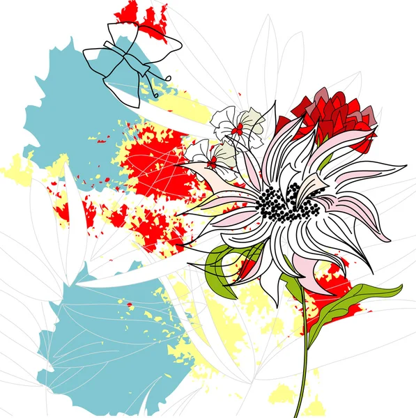 Färgstarka bakgrund med blomma — Stock vektor