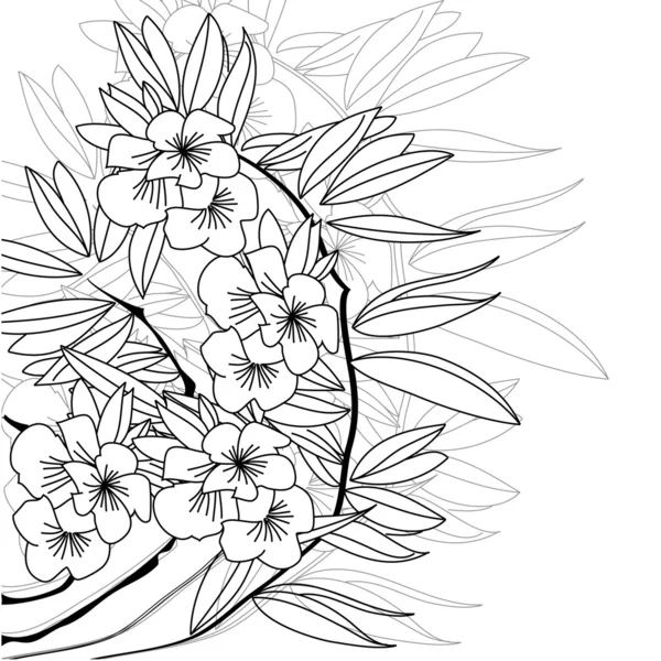 モノクロ花の背景 — ストックベクタ