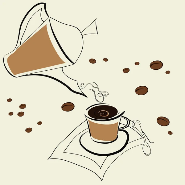 Kávové konvice s šálkem kávy — Stockový vektor