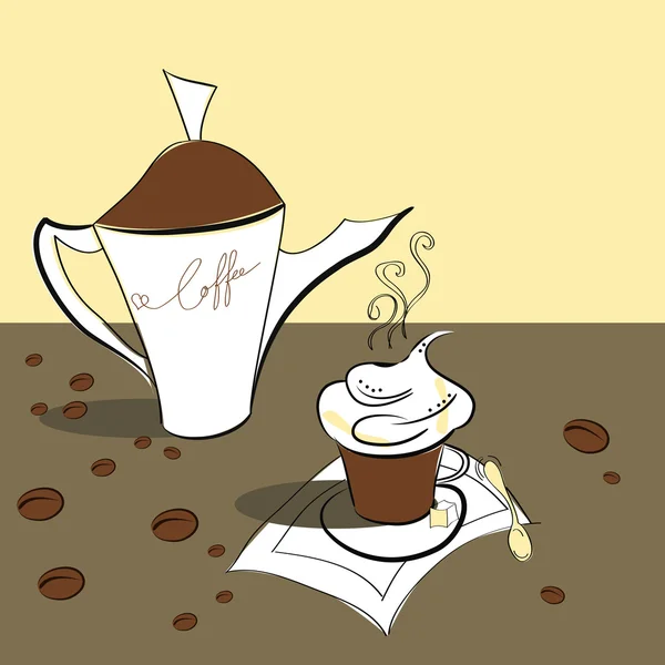 Dekorativní ilustrace s šálkem kávy — Stockový vektor