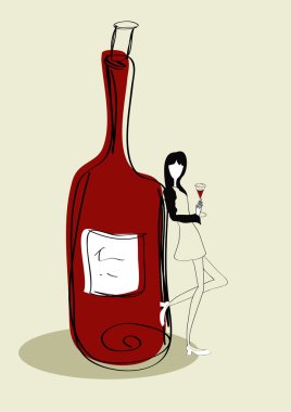 Woman with bottle clipart