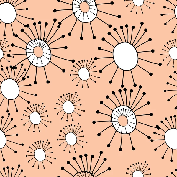 Seamless pattern wit cartoon flowers — Stock Vector