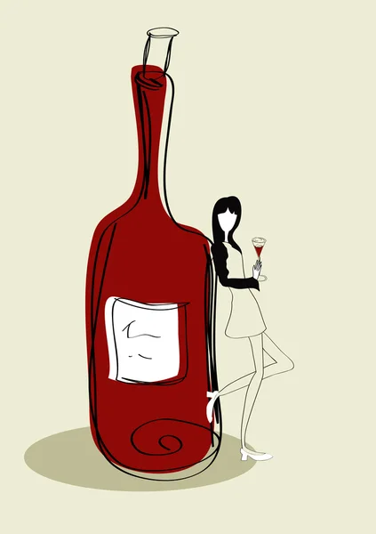 Женщина с бутылкой — стоковый вектор