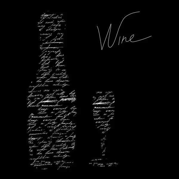 Stylizované černé pozadí s nápisem wine — Stockový vektor